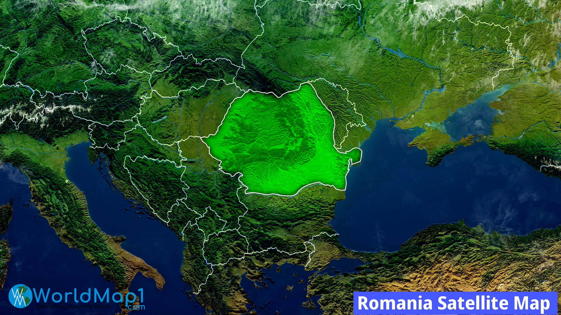 Romanya Uydu Haritası